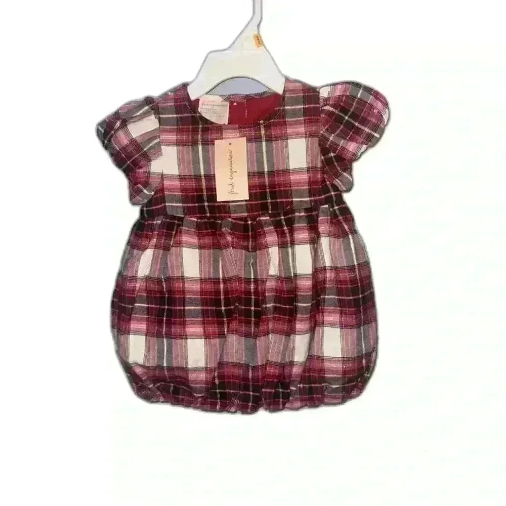 🎄NWT First Impressions plaid baby dress -‎ 12 months